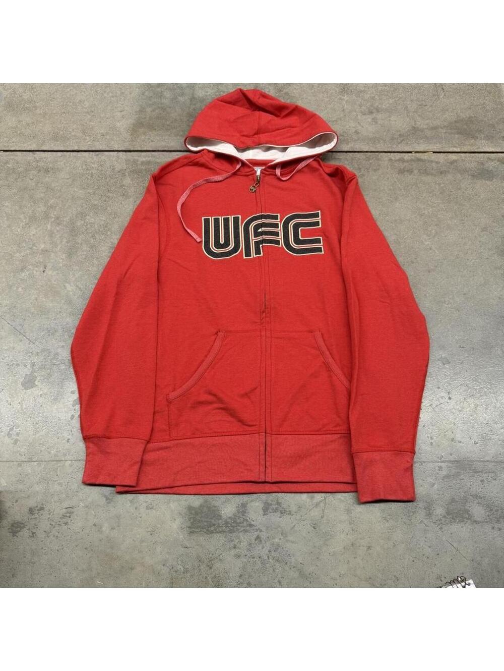 vintage ufc red and black spell out mma zip up hoodie size medium